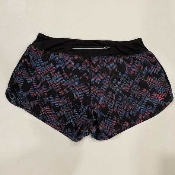 Rabbit Running Shorts Multicolor Zig Zag Print Black Size Medium - Picture 2 of 7